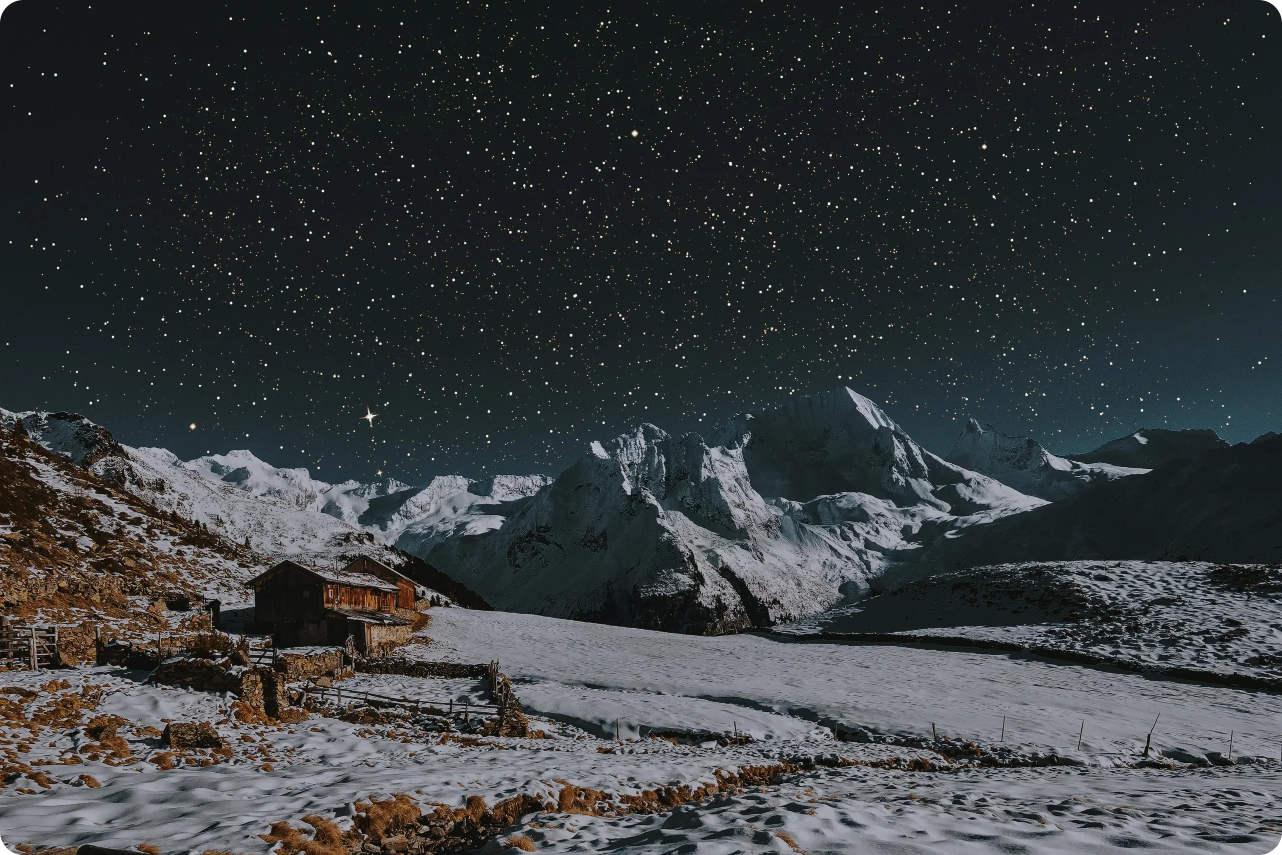 Galerij van winterse nachtscènes vastgelegd met de Nachtmodus van de iPhone
